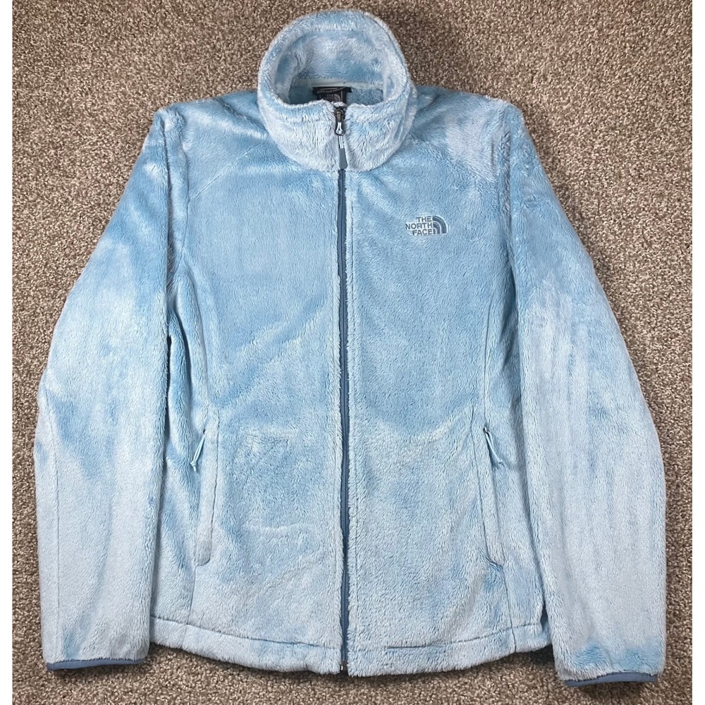 The North Face Osito Fleece Jacket Womens Medium Light Blue Full Zip Soft 4049